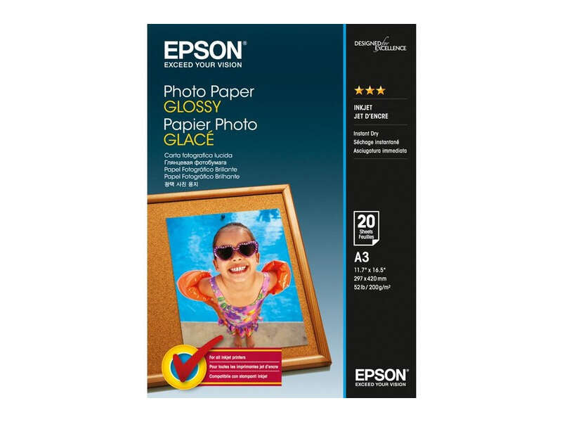 Epson Papel Fotografico Glossy A3 20 Hojas - 297x420mm - 200gr - Prinkweb
