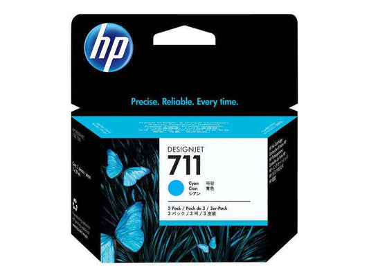 HP 711 Cyan Pack de 3 Cartuchos de Tinta Originales - CZ134A - Prinkweb