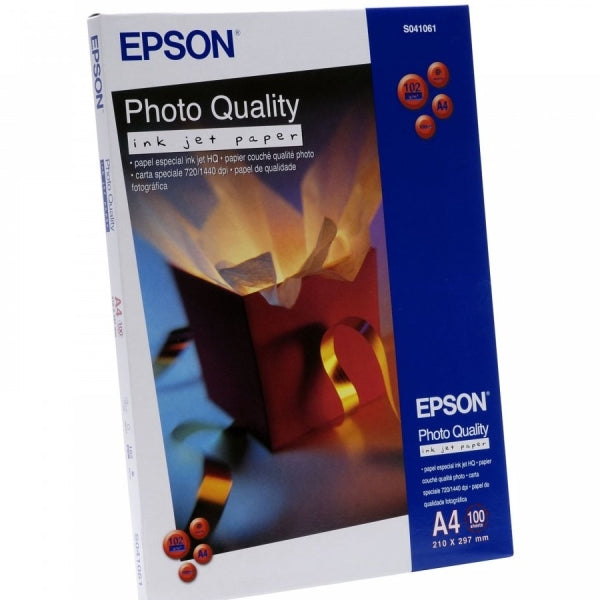Epson Photo Quality Ink-Jet Pack de 100 Hojas de Papel Fotografico A4 Especial Ink-Jet 102g/m² - Acabado Mate - Color Blanco - Prinkweb