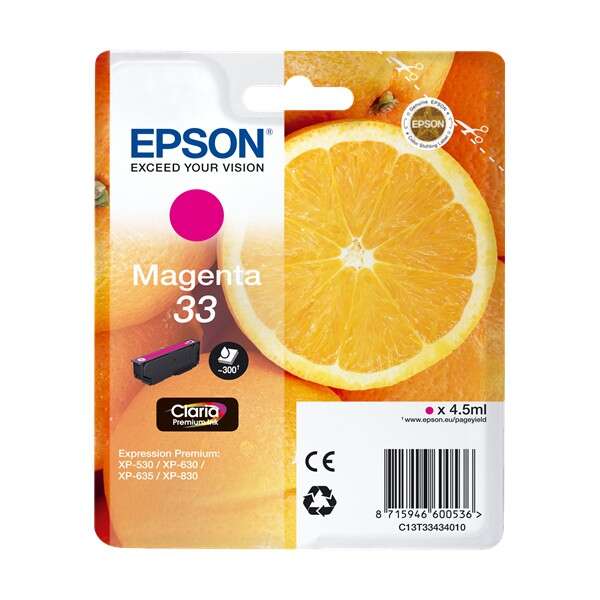 Epson T3343 (33) Magenta Cartucho de Tinta Original - C13T33434012 - Prinkweb