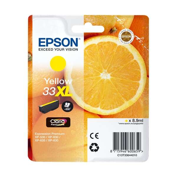 Epson T3364 (33XL) Amarillo Cartucho de Tinta Original - C13T33644012 - Prinkweb