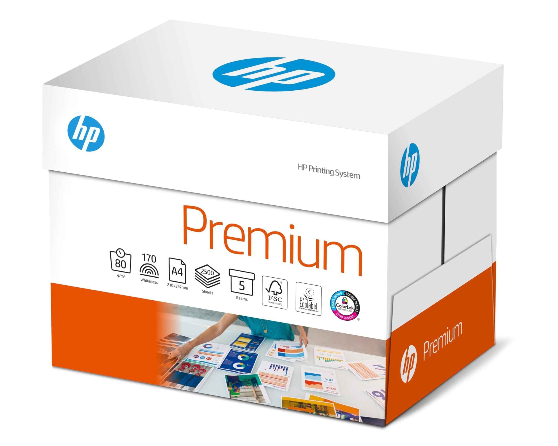 HP Premium Papel A4 80gr 210x297mm (500 Hojas) Blanco  - Cantidad: 5