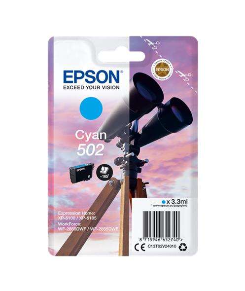 Epson 502 Cyan Cartucho de Tinta Original - C13T02V24010 - Prinkweb