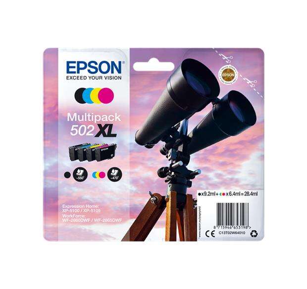 Epson 502XL Pack de 4 Cartuchos de Tinta Originales - C13T02W64010 - Prinkweb